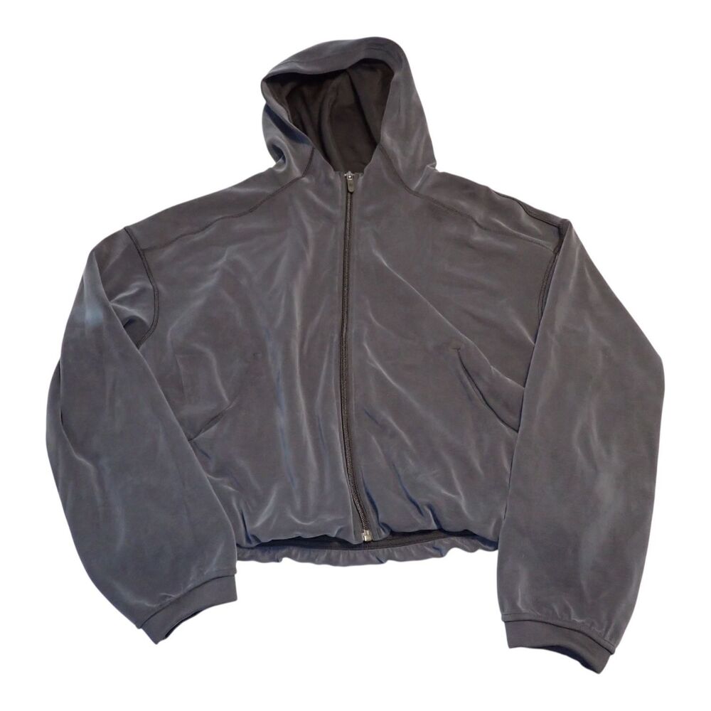 Lululemon Softstreme Full Zip Hoodie Cropped Cinch Hem Charcoal Grey Size 10
